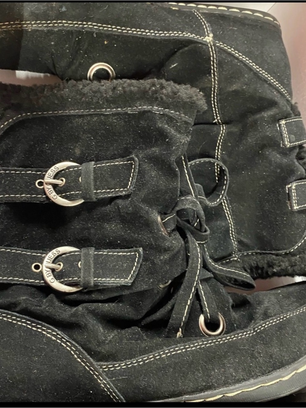 Guess Black Multi Fabric Boots Box Label